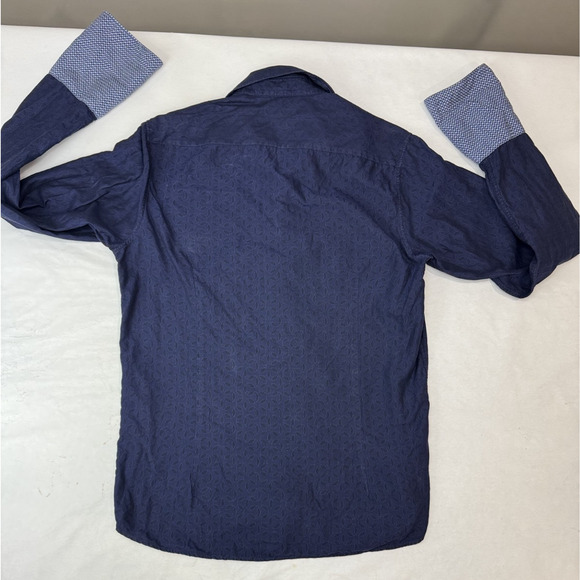 Ted Baker Navy Blue Contrast Flip Cuff Collar Dress Shirt Button Men Preppy 15.5 - Picture 2 of 9